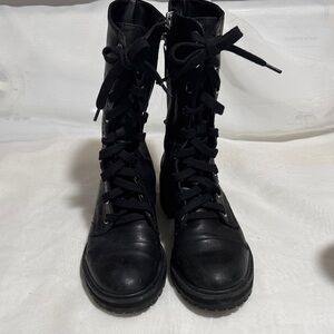SCHUTZ Black Lace-Up Combat Boots
